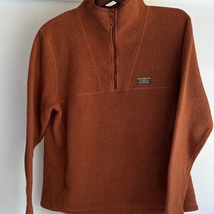L.L. Bean Katahdin Fleece Pullover Jacket 1/4 Zip Rust Sz L #511605
